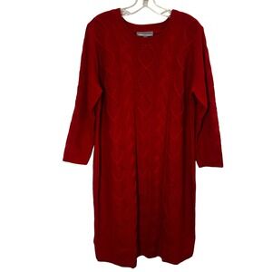 Jessica London Red Cable Knit Sweater Dress Size 18 20Long Sleeve Knee Length